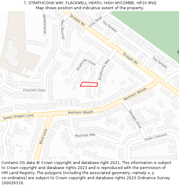 7, STRATHCONA WAY, FLACKWELL HEATH, HIGH WYCOMBE, HP10 9NQ: Location map and indicative extent of plot