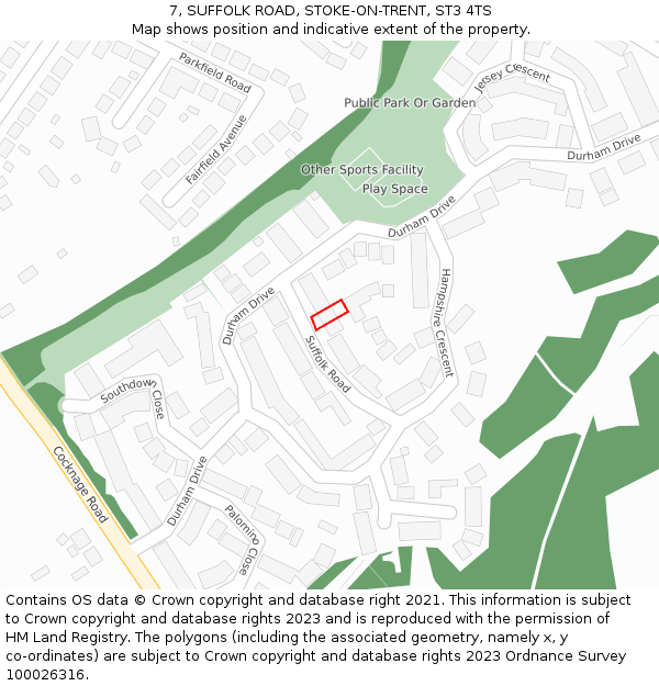 7, SUFFOLK ROAD, STOKE-ON-TRENT, ST3 4TS: Location map and indicative extent of plot