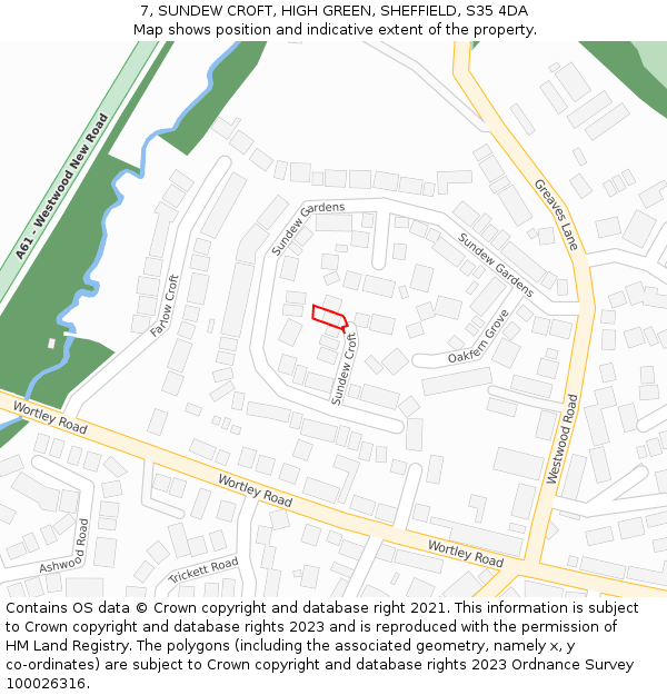 7, SUNDEW CROFT, HIGH GREEN, SHEFFIELD, S35 4DA: Location map and indicative extent of plot