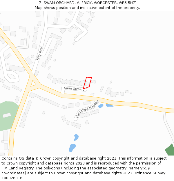 7, SWAN ORCHARD, ALFRICK, WORCESTER, WR6 5HZ: Location map and indicative extent of plot