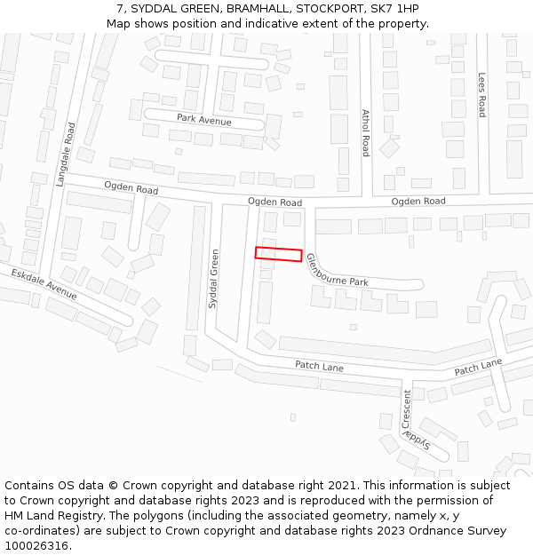 7, SYDDAL GREEN, BRAMHALL, STOCKPORT, SK7 1HP: Location map and indicative extent of plot