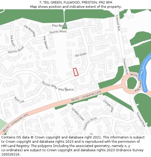 7, TEIL GREEN, FULWOOD, PRESTON, PR2 9PA: Location map and indicative extent of plot