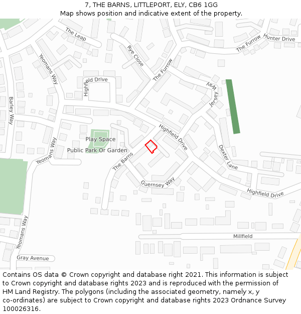 7, THE BARNS, LITTLEPORT, ELY, CB6 1GG: Location map and indicative extent of plot