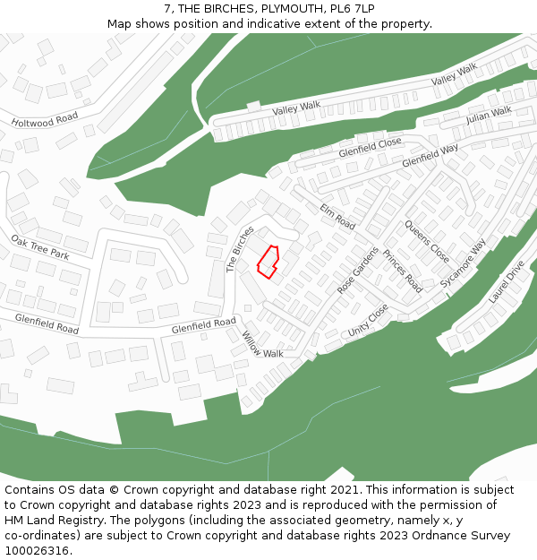 7, THE BIRCHES, PLYMOUTH, PL6 7LP: Location map and indicative extent of plot