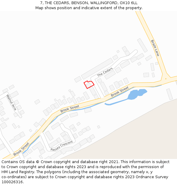 7, THE CEDARS, BENSON, WALLINGFORD, OX10 6LL: Location map and indicative extent of plot