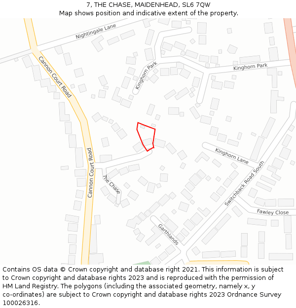7, THE CHASE, MAIDENHEAD, SL6 7QW: Location map and indicative extent of plot