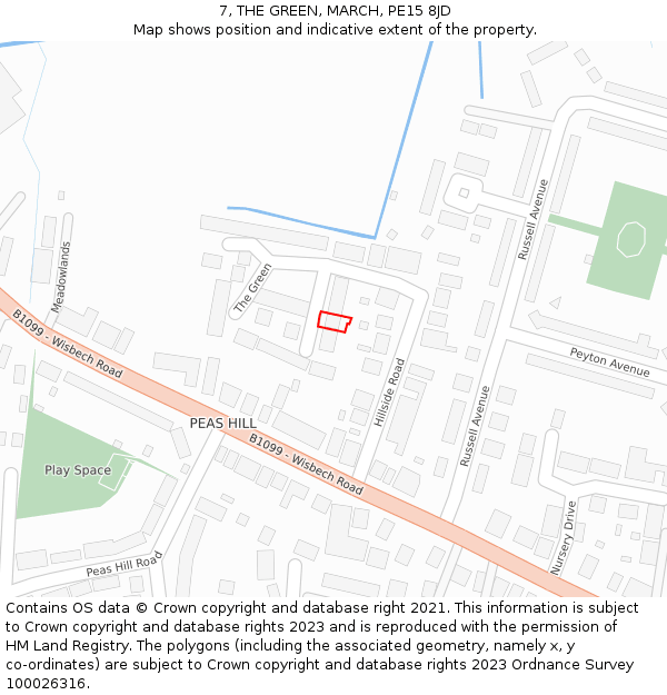 7, THE GREEN, MARCH, PE15 8JD: Location map and indicative extent of plot