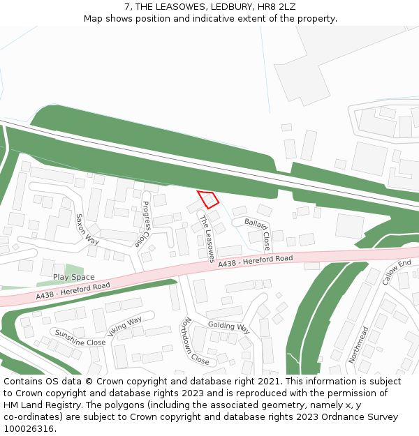 7, THE LEASOWES, LEDBURY, HR8 2LZ: Location map and indicative extent of plot