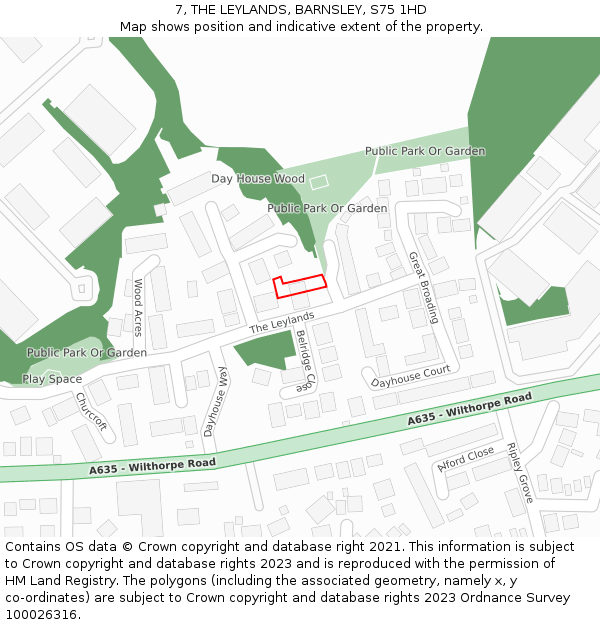 7, THE LEYLANDS, BARNSLEY, S75 1HD: Location map and indicative extent of plot