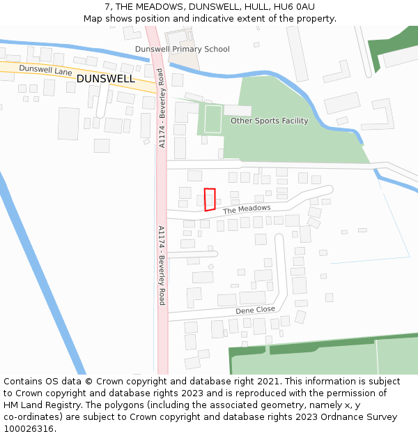 7, THE MEADOWS, DUNSWELL, HULL, HU6 0AU: Location map and indicative extent of plot