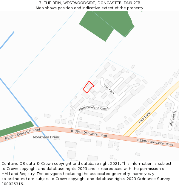 7, THE REIN, WESTWOODSIDE, DONCASTER, DN9 2FR: Location map and indicative extent of plot