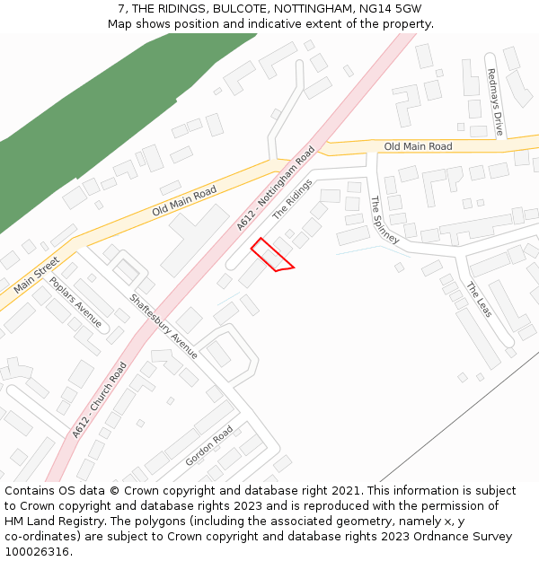 7, THE RIDINGS, BULCOTE, NOTTINGHAM, NG14 5GW: Location map and indicative extent of plot