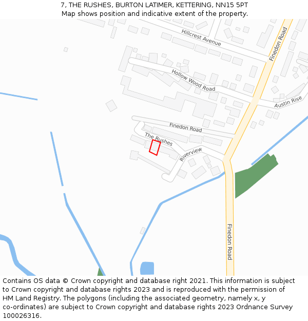 7, THE RUSHES, BURTON LATIMER, KETTERING, NN15 5PT: Location map and indicative extent of plot