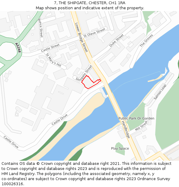 7, THE SHIPGATE, CHESTER, CH1 1RA: Location map and indicative extent of plot