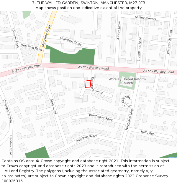 7, THE WALLED GARDEN, SWINTON, MANCHESTER, M27 0FR: Location map and indicative extent of plot