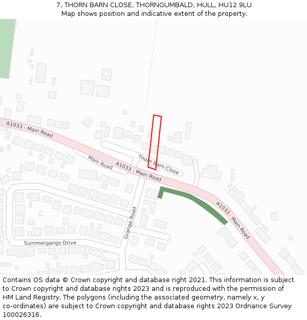 7, THORN BARN CLOSE, THORNGUMBALD, HULL, HU12 9LU: Location map and indicative extent of plot