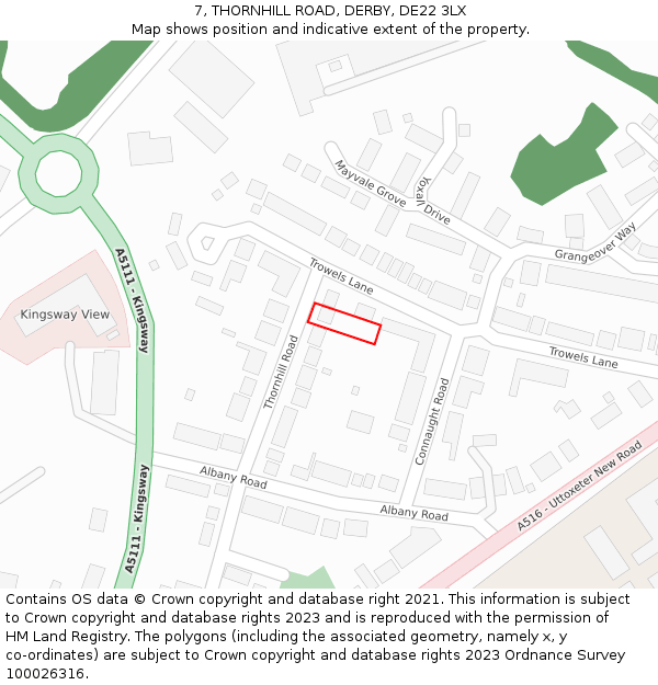 7, THORNHILL ROAD, DERBY, DE22 3LX: Location map and indicative extent of plot