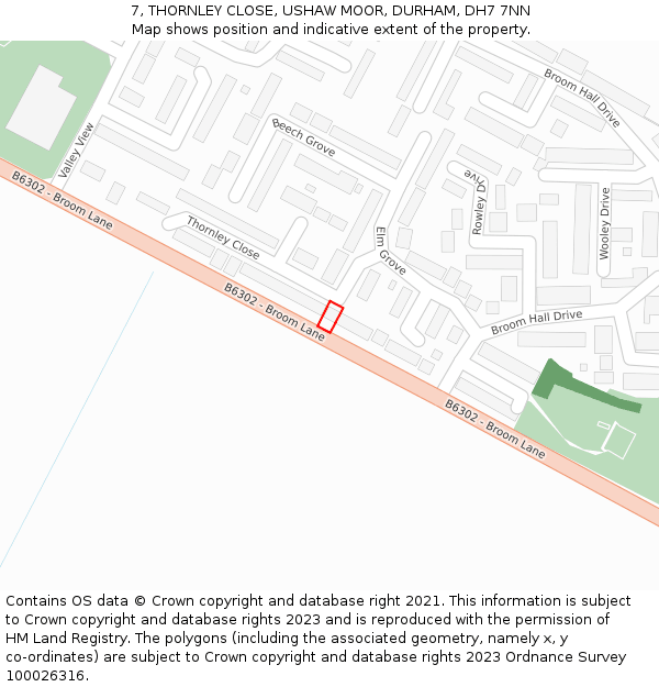 7, THORNLEY CLOSE, USHAW MOOR, DURHAM, DH7 7NN: Location map and indicative extent of plot