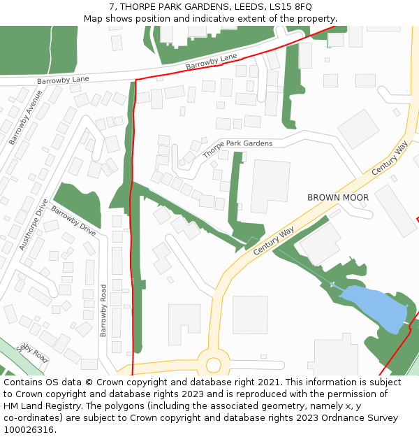 7, THORPE PARK GARDENS, LEEDS, LS15 8FQ: Location map and indicative extent of plot