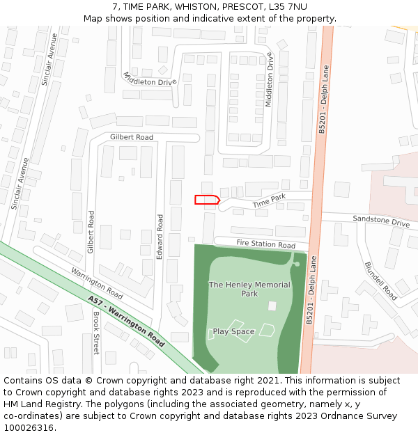 7, TIME PARK, WHISTON, PRESCOT, L35 7NU: Location map and indicative extent of plot