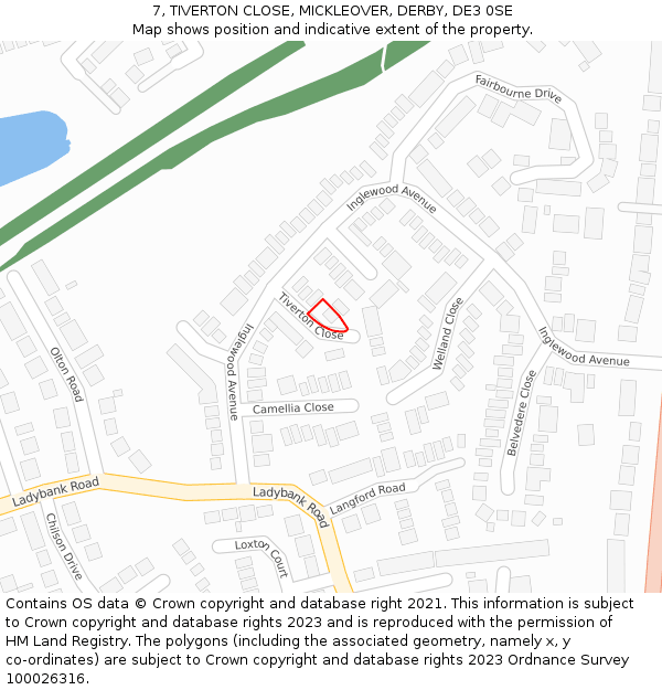 7, TIVERTON CLOSE, MICKLEOVER, DERBY, DE3 0SE: Location map and indicative extent of plot