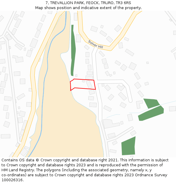 7, TREVALLION PARK, FEOCK, TRURO, TR3 6RS: Location map and indicative extent of plot