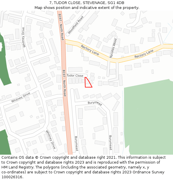 7, TUDOR CLOSE, STEVENAGE, SG1 4DB: Location map and indicative extent of plot