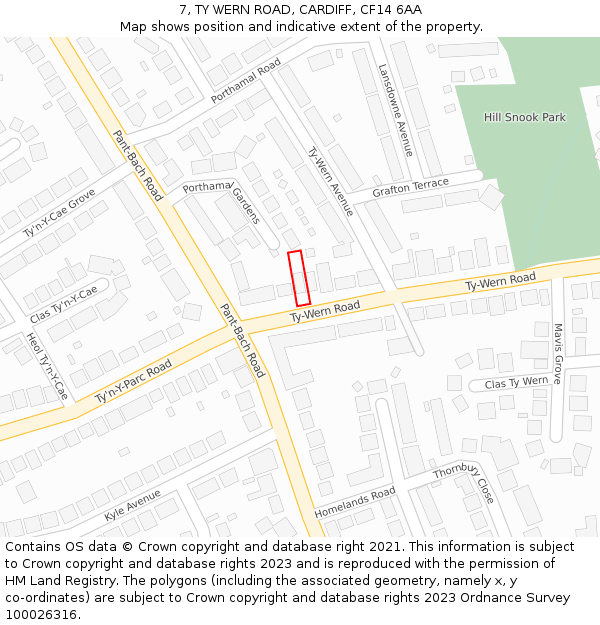 7, TY WERN ROAD, CARDIFF, CF14 6AA: Location map and indicative extent of plot