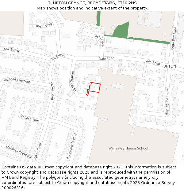 7, UPTON GRANGE, BROADSTAIRS, CT10 2NS: Location map and indicative extent of plot