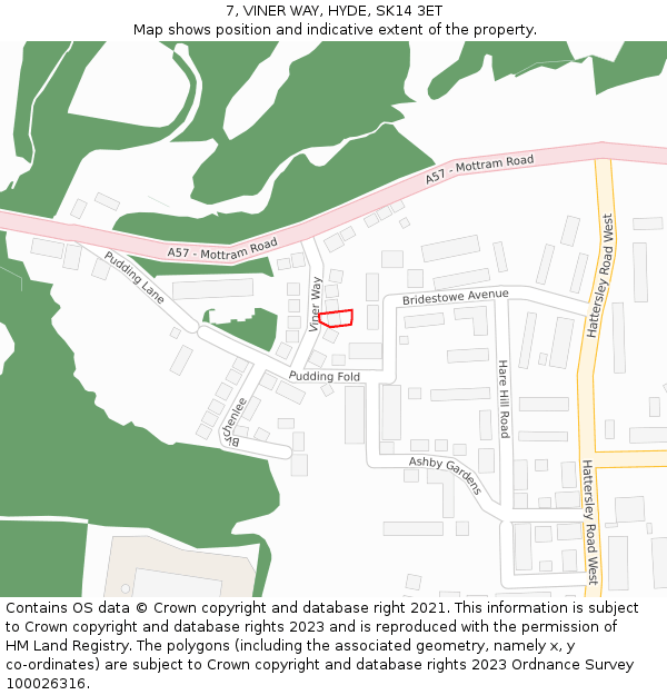7, VINER WAY, HYDE, SK14 3ET: Location map and indicative extent of plot