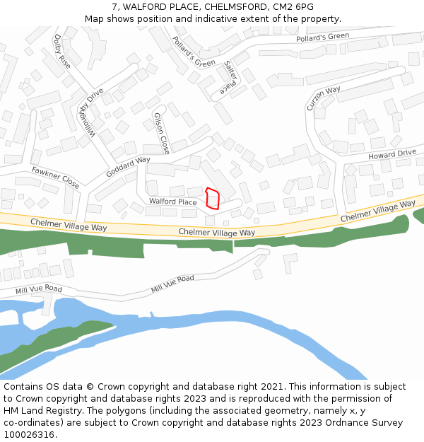 7, WALFORD PLACE, CHELMSFORD, CM2 6PG: Location map and indicative extent of plot