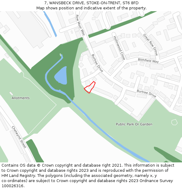 7, WANSBECK DRIVE, STOKE-ON-TRENT, ST6 8FD: Location map and indicative extent of plot