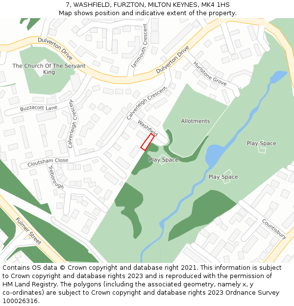 7, WASHFIELD, FURZTON, MILTON KEYNES, MK4 1HS: Location map and indicative extent of plot
