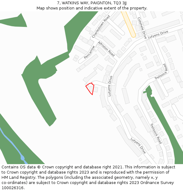 7, WATKINS WAY, PAIGNTON, TQ3 3JJ: Location map and indicative extent of plot