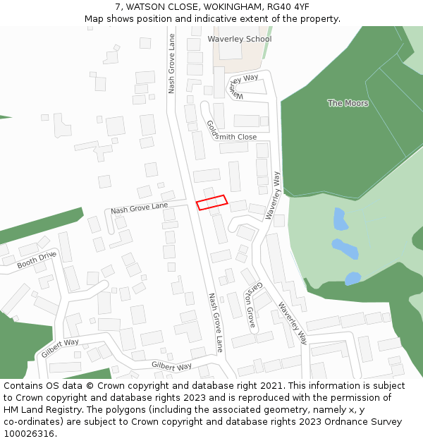 7, WATSON CLOSE, WOKINGHAM, RG40 4YF: Location map and indicative extent of plot