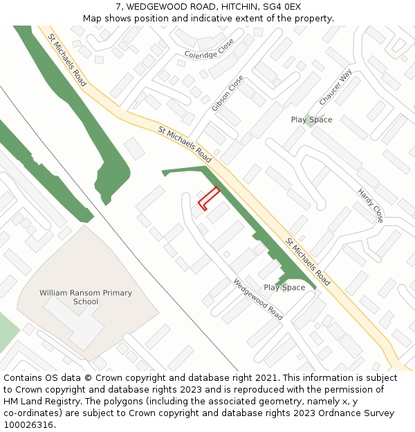 7, WEDGEWOOD ROAD, HITCHIN, SG4 0EX: Location map and indicative extent of plot
