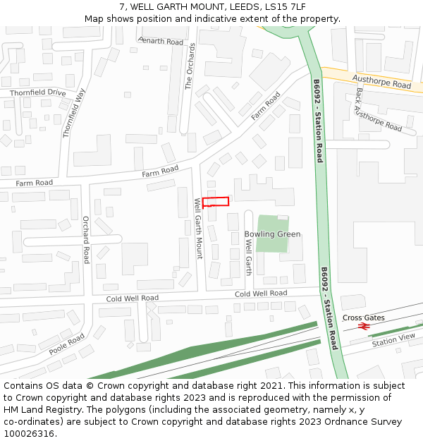 7, WELL GARTH MOUNT, LEEDS, LS15 7LF: Location map and indicative extent of plot