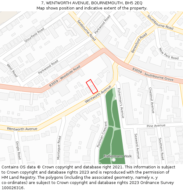 7, WENTWORTH AVENUE, BOURNEMOUTH, BH5 2EQ: Location map and indicative extent of plot