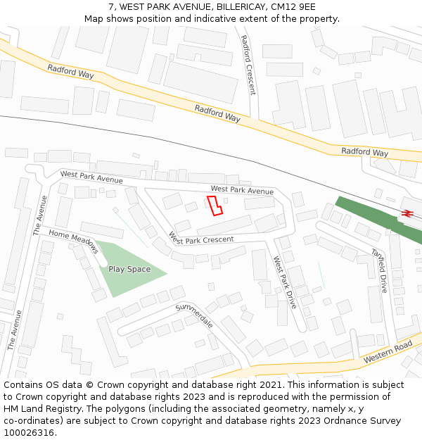 7, WEST PARK AVENUE, BILLERICAY, CM12 9EE: Location map and indicative extent of plot