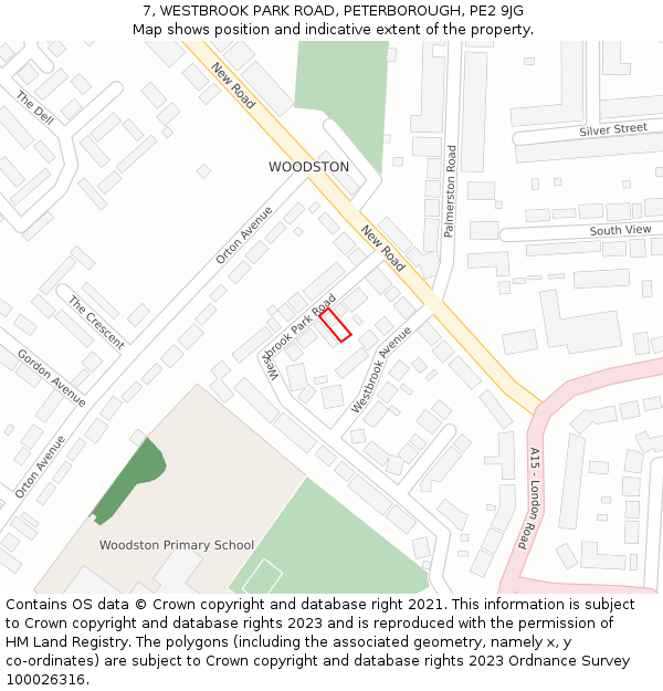 7, WESTBROOK PARK ROAD, PETERBOROUGH, PE2 9JG: Location map and indicative extent of plot