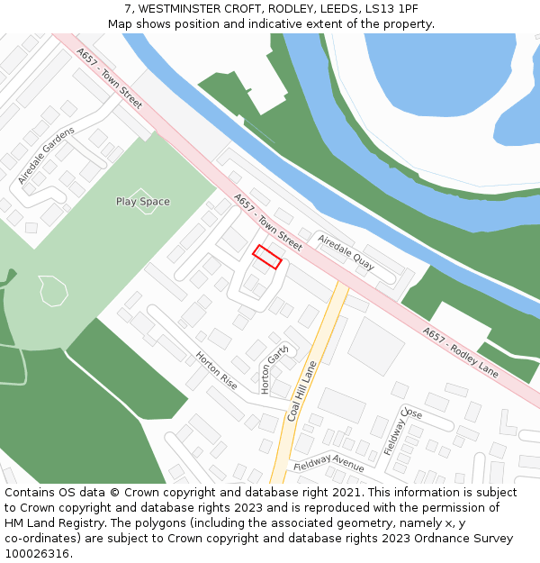 7, WESTMINSTER CROFT, RODLEY, LEEDS, LS13 1PF: Location map and indicative extent of plot