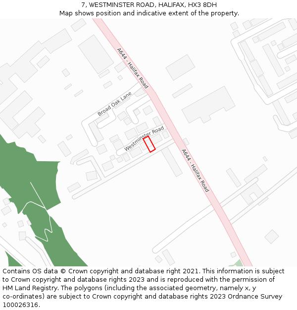 7, WESTMINSTER ROAD, HALIFAX, HX3 8DH: Location map and indicative extent of plot