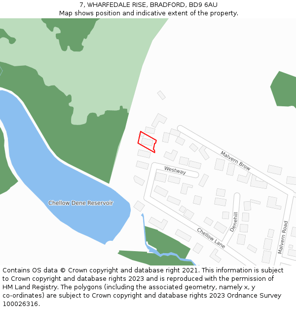 7, WHARFEDALE RISE, BRADFORD, BD9 6AU: Location map and indicative extent of plot