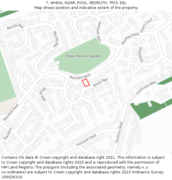7, WHEAL AGAR, POOL, REDRUTH, TR15 3QL: Location map and indicative extent of plot
