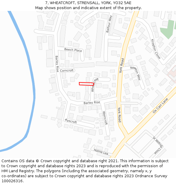 7, WHEATCROFT, STRENSALL, YORK, YO32 5AE: Location map and indicative extent of plot