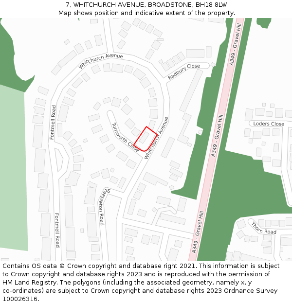 7, WHITCHURCH AVENUE, BROADSTONE, BH18 8LW: Location map and indicative extent of plot