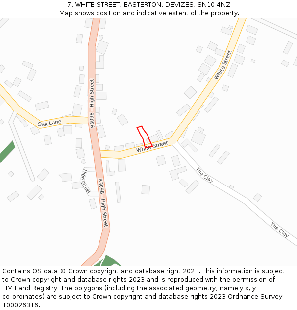 7, WHITE STREET, EASTERTON, DEVIZES, SN10 4NZ: Location map and indicative extent of plot