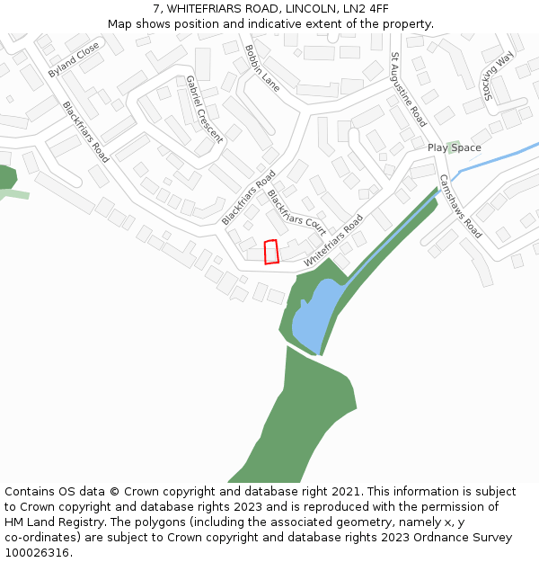 7, WHITEFRIARS ROAD, LINCOLN, LN2 4FF: Location map and indicative extent of plot
