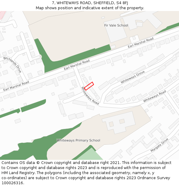 7, WHITEWAYS ROAD, SHEFFIELD, S4 8FJ: Location map and indicative extent of plot