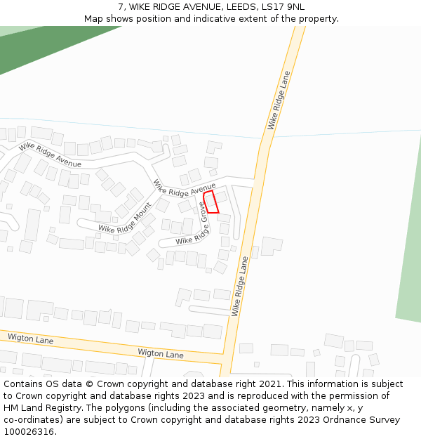 7, WIKE RIDGE AVENUE, LEEDS, LS17 9NL: Location map and indicative extent of plot